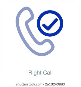 Right Call and landline icon concept