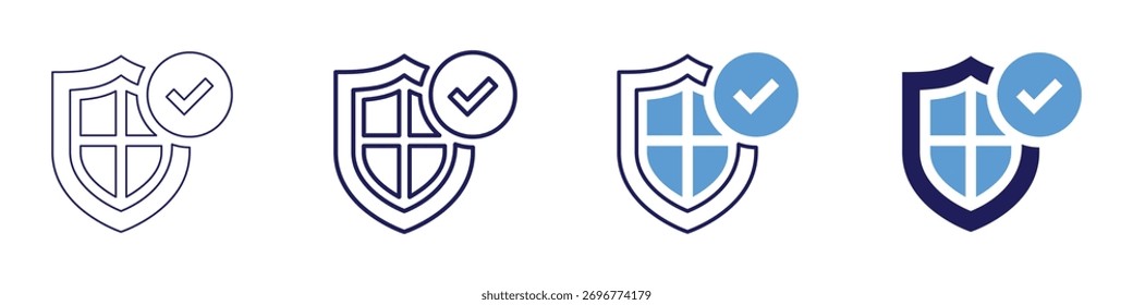 Right check icon in 4 different styles. Thin Line, Line, Bold Line, Duotone. Duotone style. Editable stroke.