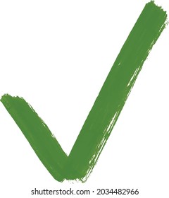 Right check icon. hand drawn of Green checkmark isolated on white background.Vector illustration.