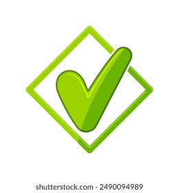 right check mark cartoon. sign correct, symbol list, ok vote right check mark sign. isolated symbol vector illustration