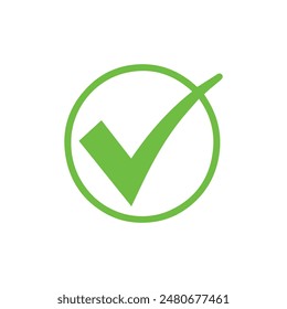 Right check mark green icon. Approved select choose design.