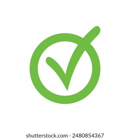 Right check mark green icon. Approved select choose design.
