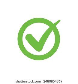 Right check mark green icon. Approved select choose design.