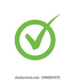 Marca de verificación derecha icono verde. Aprobado seleccionar elegir diseño.