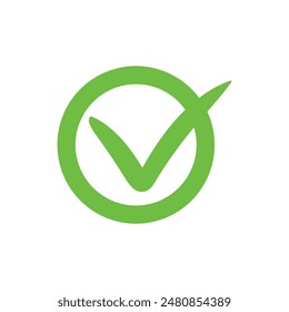 Marca de verificación derecha icono verde. Aprobado seleccionar elegir diseño.