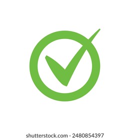 Marca de verificación derecha icono verde. Aprobado seleccionar elegir diseño.