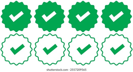 Right check mark green icon. Approved select choose design.