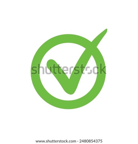 Right check mark green icon. Approved select choose design.