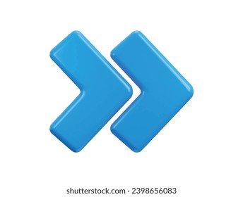 right chevron arrow icon direction symbol 3d render