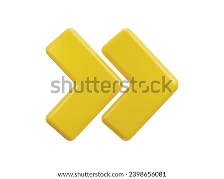 right chevron arrow icon direction symbol 3d render