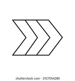 right chevron arrows icon over white background, line style, vector illustration