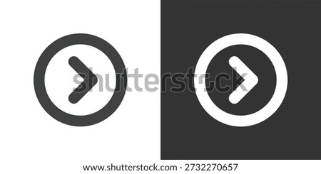 Right Chevron in Circle Outline icon set. Solid glyph series icons