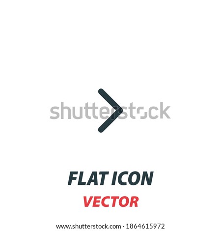 Right chevron icon in a flat style. Vector illustration pictogram on white background. Isolated symbol suitable for mobile concept, web apps, infographics, interface and apps design.