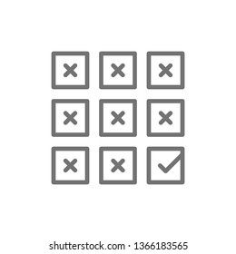 Right choice, check mark on ballot, checklist line icon.