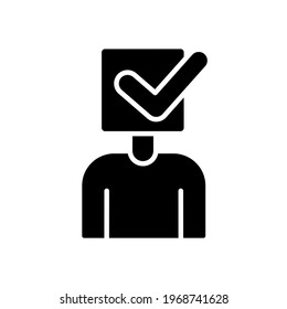 Icono de glifo de elección correcta. Votación, encuesta. Ilustración personalizable. Dibujo de contorno aislado del vector.