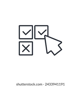 Symbol für die rechte Auswahl. vector.Editable stroke.linear style sign zur Verwendung als Webdesign, logo.Symbol Illustration.