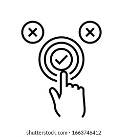 Icono de línea de selección derecha, signo de concepto, ilustración de vector de contorno, símbolo lineal.