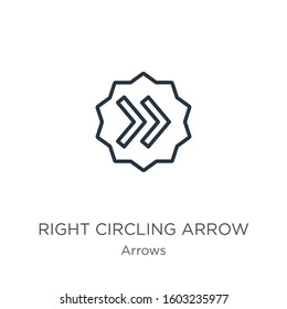 Right circling arrow icon. Thin linear right circling arrow outline icon isolated on white background from arrows collection. Line vector sign, symbol for web and mobile