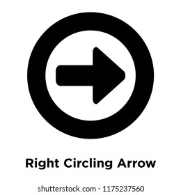Right Circling Arrow icon vector isolated on white background, logo concept of Right Circling Arrow sign on transparent background, filled black symbol
