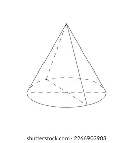 Right circular cone isolated on the white background. Vector.