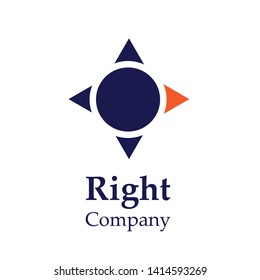 "Right" company symbol. Creative, brand, trend, minimalist logo and element. 