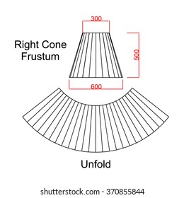 Right Cone frustum unfold with dimension -you can enlarge and shrink