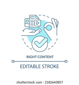 Right content turquoise concept icon. Internet marketing. Info materials tip abstract idea thin line illustration. Isolated outline drawing. Editable stroke. Arial, Myriad Pro-Bold fonts used