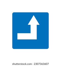 Right corner tactile directional arrow Sign illustration on white background..eps