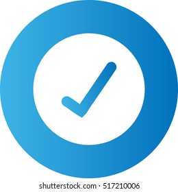 right correct flat icon blue