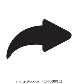 Right curve arrow icon design. Right curve arrow icon in flat style design. Vector illustration.