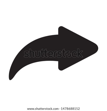 Right curve arrow icon design. Right curve arrow icon in flat style design. Vector illustration.