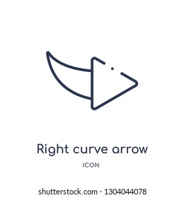 right curve arrow icon from user interface outline collection. Thin line right curve arrow icon isolated on white background.