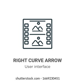 Right curve arrow outline vector icon. Thin line black right curve arrow icon, flat vector simple element illustration from editable user interface concept isolated stroke on white background