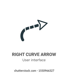 Right curve arrow vector icon on white background. Flat vector right curve arrow icon symbol sign from modern user interface collection for mobile concept and web apps design.