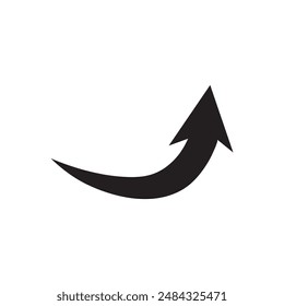 Right curve arrow vector icon. black illustration on white background..eps
