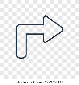 Right Curve concept vector linear icon isolated on transparent background, Right Curve concept transparency concept in outline style