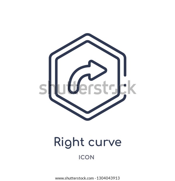 right curve icon\
from user interface outline collection. Thin line right curve icon\
isolated on white\
background.
