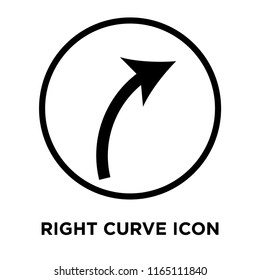 Right curve sign icon vector isolated on white background, Right curve sign transparent sign