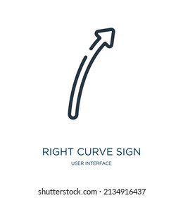 right curve sign thin line icon. arrow, right linear icons from user interface concept isolated outline sign. Vector illustration symbol element for web design and apps.