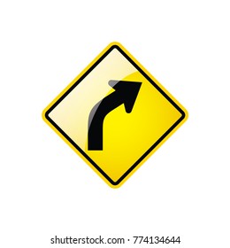 Right Curve Symbol icon on white background, Attracting attention Security First sign, Idea for,graphic,web design,EPS10.