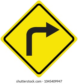 right curve way warning sign design by vector