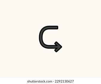 Right Curved Arrow vector icon. Isolated Email Forward flat emoji, emoticon symbol - Vector
