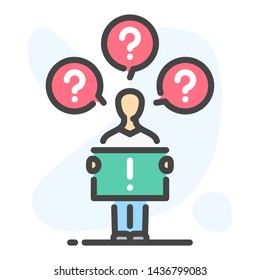 Right decision colorful isolated vector line illustration. Correct answer illustration for web and presentation.