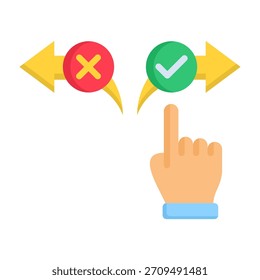 Icono de decisión derecho Ilustración vectorial de estilo plano