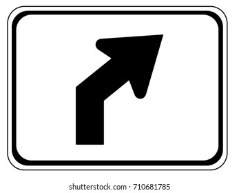 Right diagonal directional arrow auxiliary sign isolated on a white background