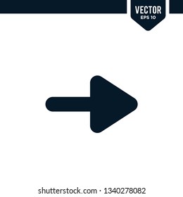 Right direction arrow icon collection in solid color or glyph style