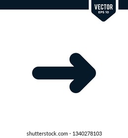 Right direction arrow icon collection in solid color or glyph style