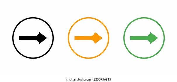 Conjunto de iconos de flecha de dirección derecha. Ilustración vectorial.