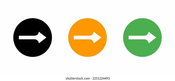 Conjunto de ilustraciones de la plantilla vectorial de icono de flecha de dirección derecha. Vector de material.