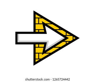 right direction arrow in the yellow brick triangle
